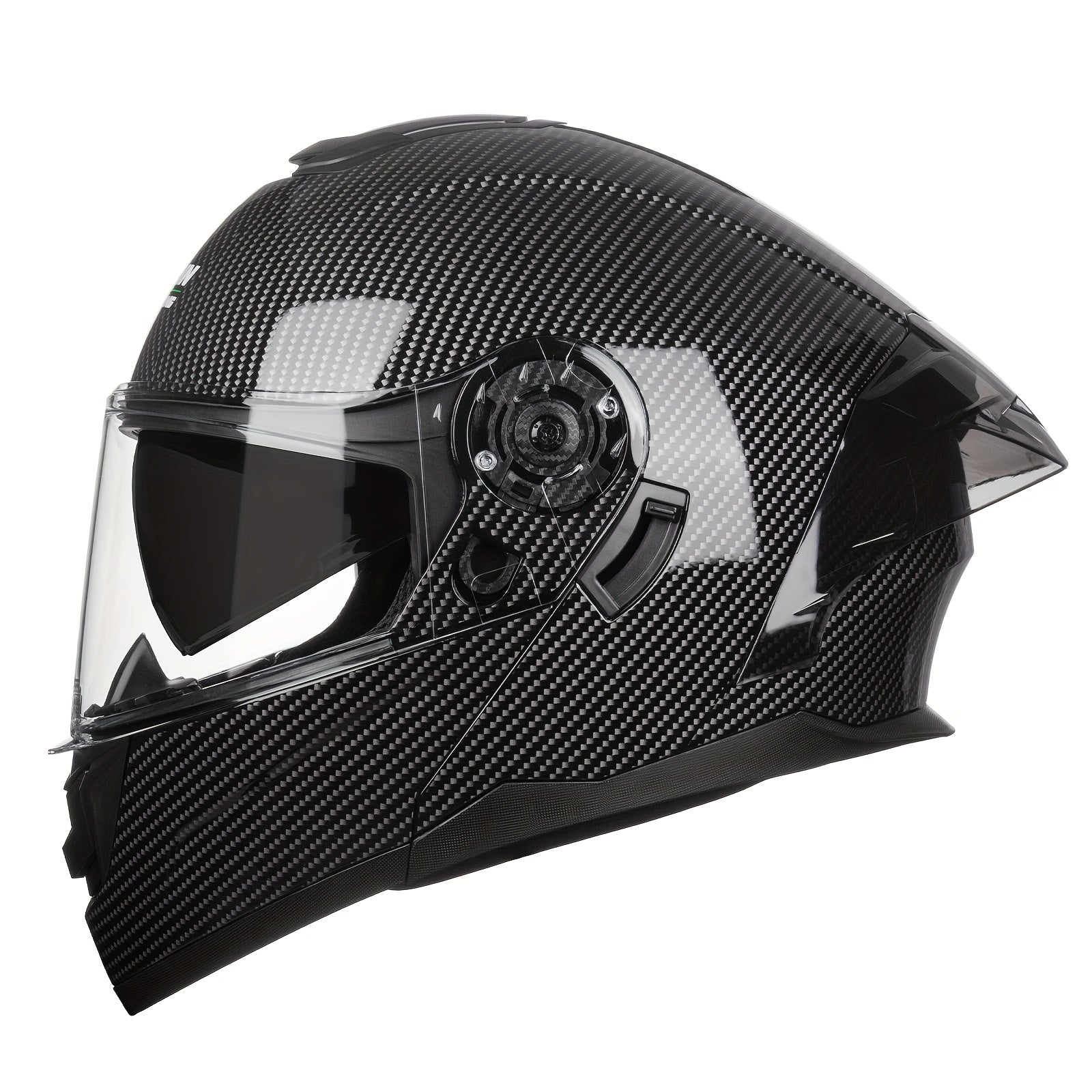 Modular Full-Face Motorcycle Helmet with a Flip-Up Feature And a Carbon Fiber Design