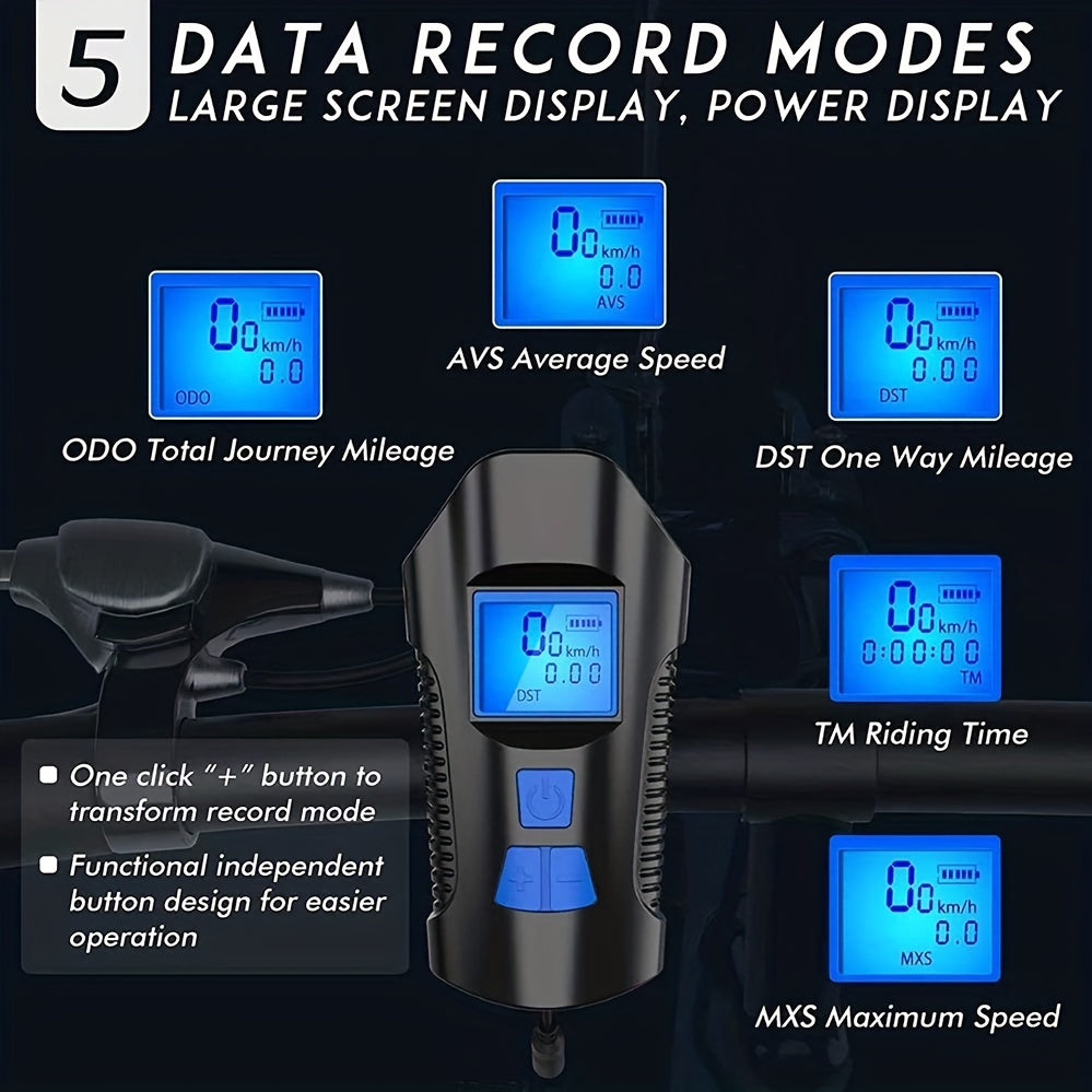USB Rechargeable LED Bike Headlights Featuring a Speedometer And Odometer, Available in Multiple Colors, Made from ABS Material, Compatible with for All Mountain And Road Bikes, Perfect for Cycling Additions | Contemporary Bike Lights | ABS Design