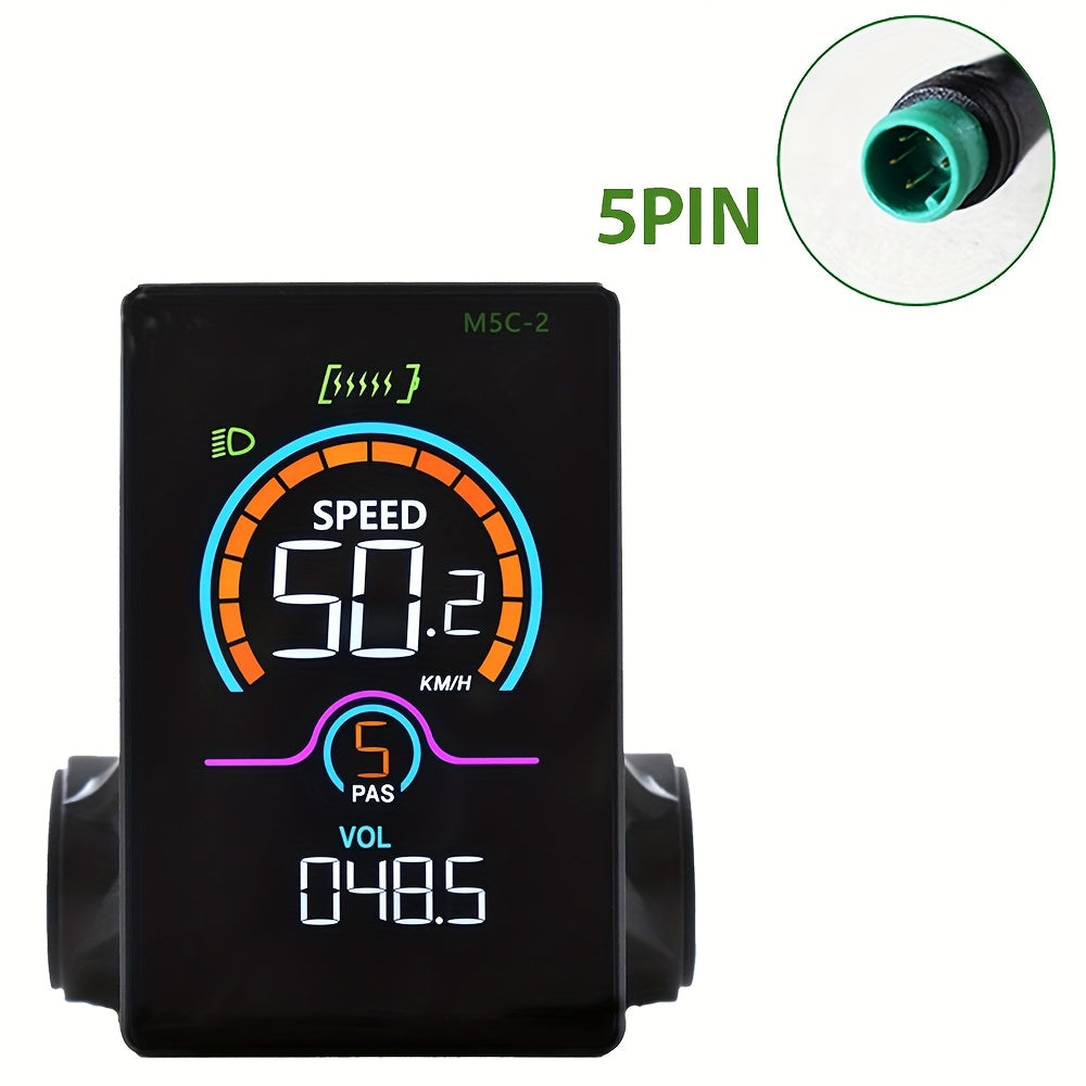 M5C-2 UART2 Electric Bicycle Display Speedometer Digital Multicolor Ebike Additions Stopwatch Cycling Odometer, Without Battery