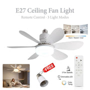 ⏰LAST DAY SALE ONLY $21.99 with Socket!!🎁🔥SmartBreez™ PRO 40W LED Ceiling Fan Light – 20.5” Ultra-Quiet with Remote 🎯 | E27 + FREE B22 Adapter 🔌 | For Bedroom 😴, Kitchen 👩‍🍳 & Garage 🛠️