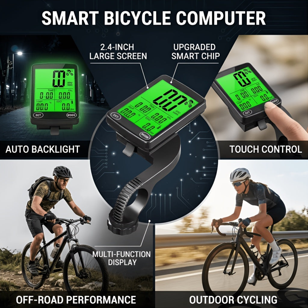 Intelligent Bicycle Computer Featuring Touch Control, 2.4-Inch LCD Display Speedometer for Bicycles, Versatile Cycle Computer Suitable for Road And Mountain Bikes, Odometer with Automatic Backlight, Ideal for Outdoor Cycling