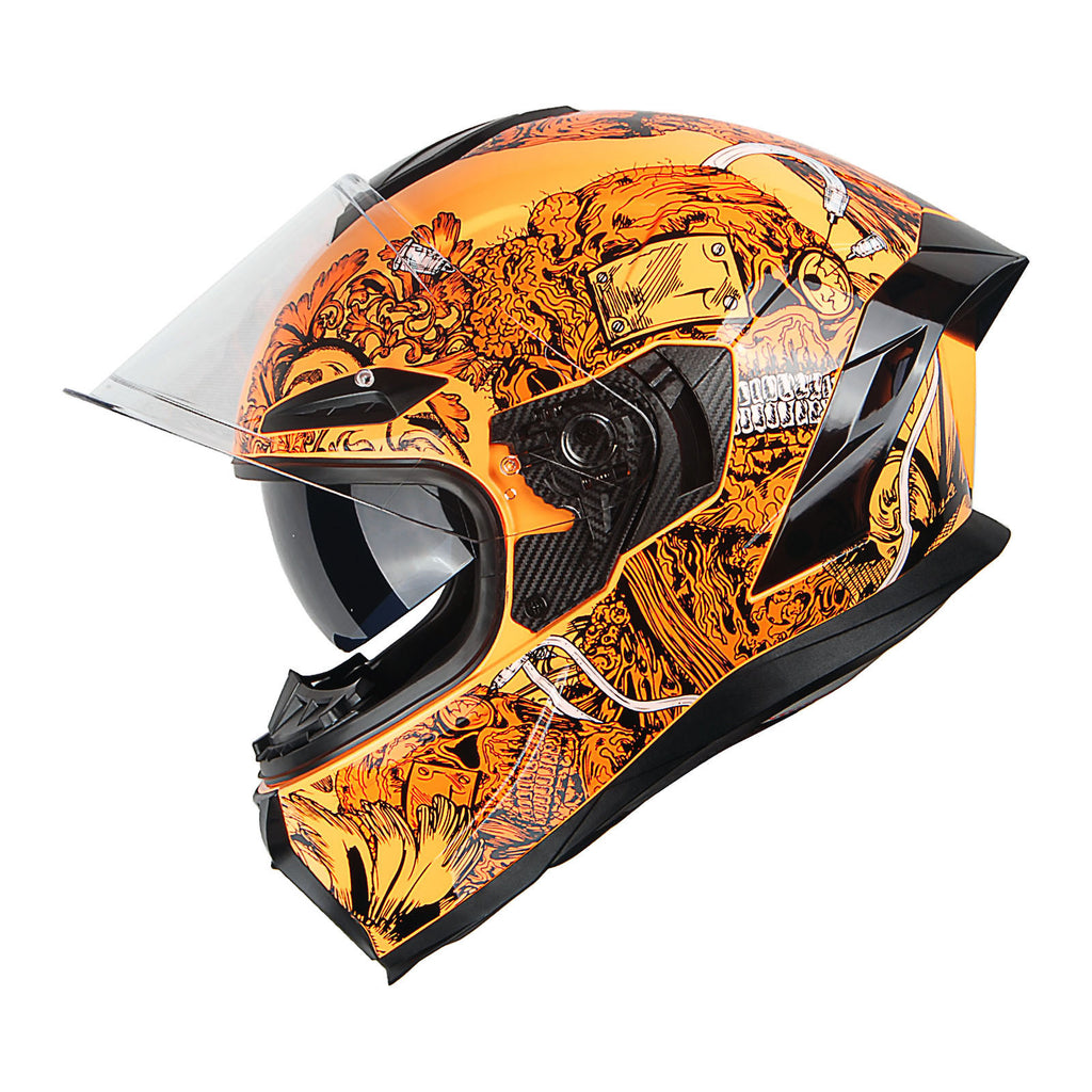 Motorcycle Full Face Helmet DOT Adults Street Bike Dual Visor Sun Inner Shield Anti Fog Pinlock Shield HJAH15