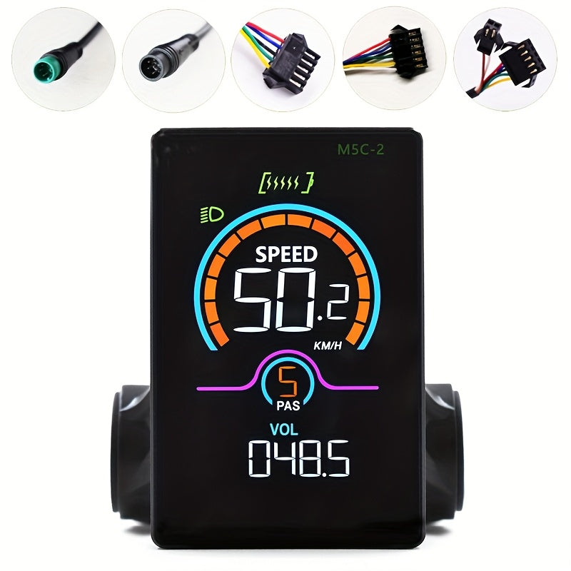 M5C-2 UART2 Electric Bicycle Display Speedometer Digital Multicolor Ebike Additions Stopwatch Cycling Odometer, Without Battery