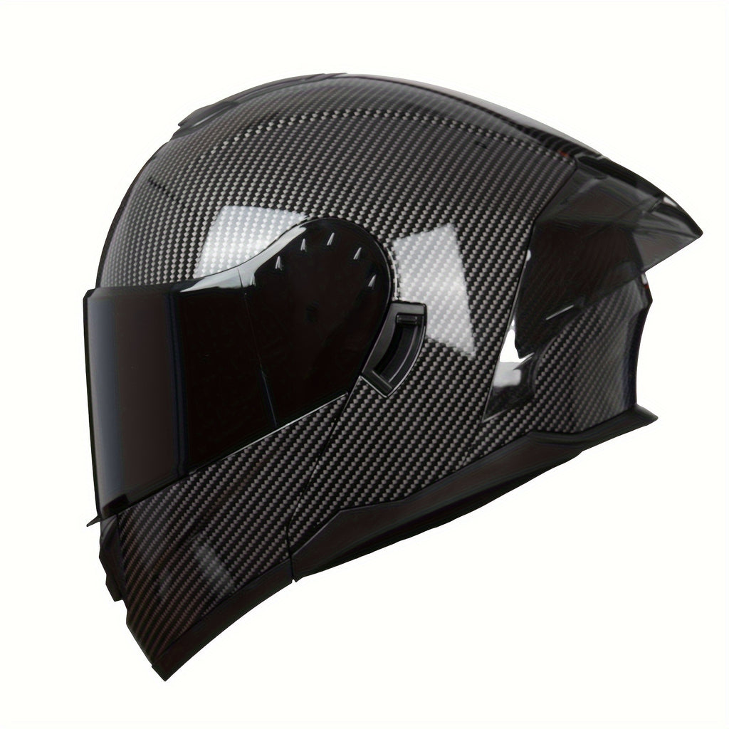 Modular Full-Face Motorcycle Helmet with a Flip-Up Feature And a Carbon Fiber Design