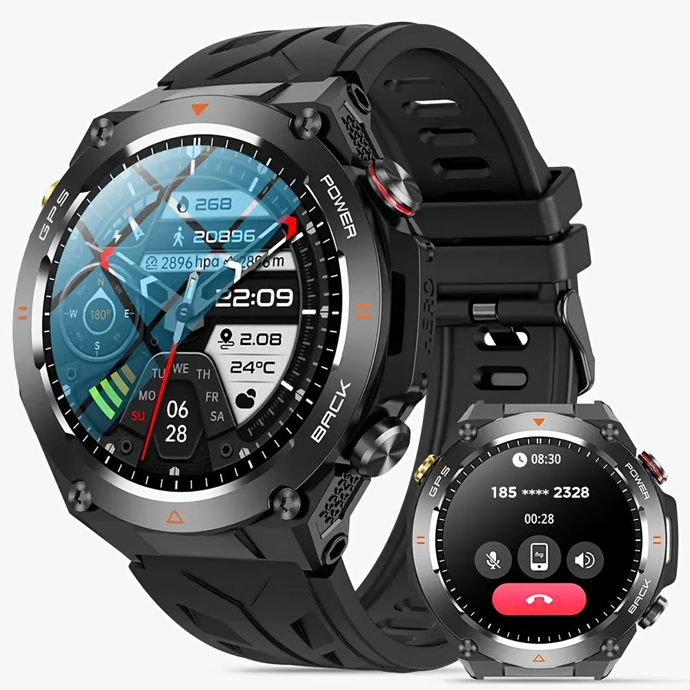 SENBONO Outdoor Sport GPS Smart Watch with 1.45'' IPS Screen, Built-In GPS, Altimeter, Barometer, Compass, Fitness Tracker, Wireless Call, Games, Long Battery Life, 100+ Sports, Waterproof, AI Voice, Compatible with Android\u002FiOS