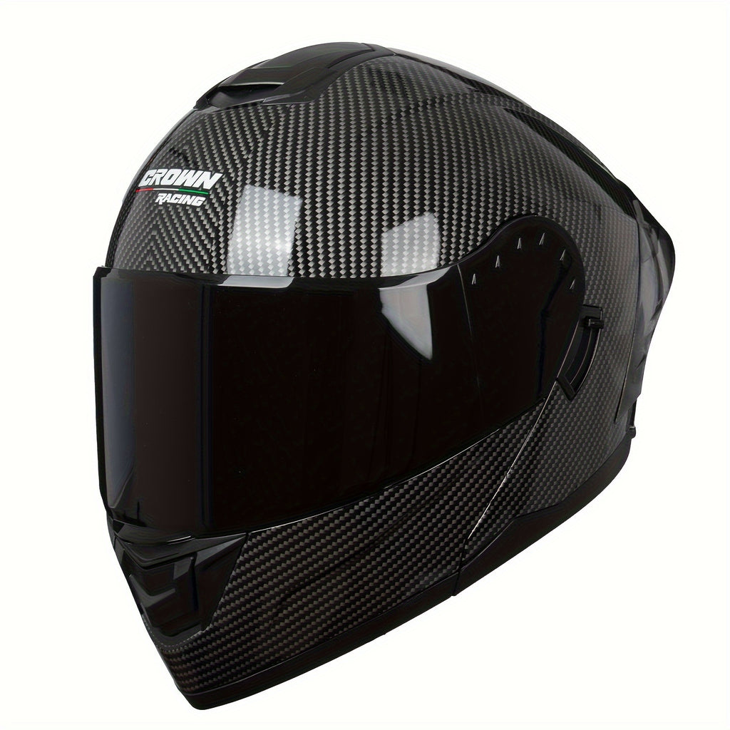 Modular Full-Face Motorcycle Helmet with a Flip-Up Feature And a Carbon Fiber Design