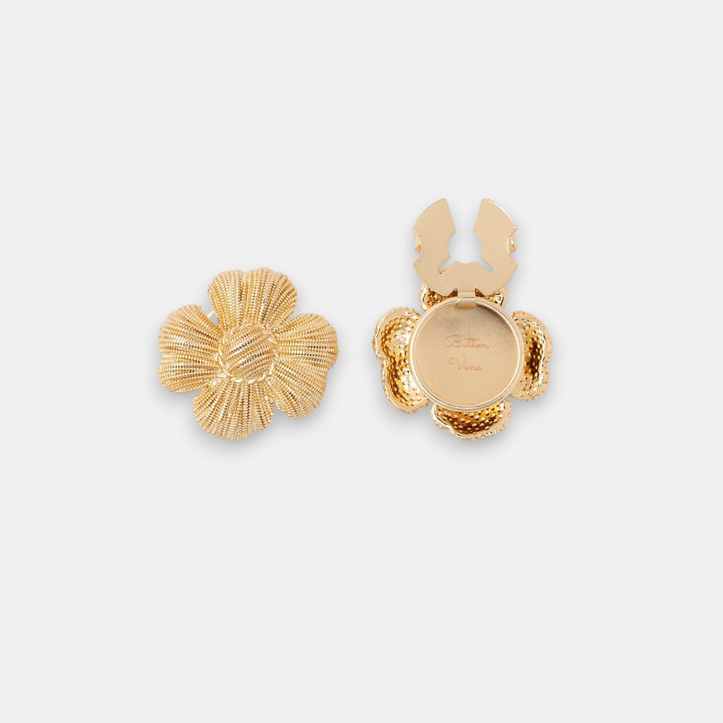 Aurelian Petals Button Cover Set – 18K Gold Sculptural Relief Accessory