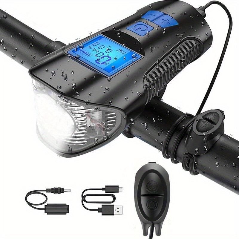 USB Rechargeable LED Bike Headlights Featuring a Speedometer And Odometer, Available in Multiple Colors, Made from ABS Material, Compatible with for All Mountain And Road Bikes, Perfect for Cycling Additions | Contemporary Bike Lights | ABS Design