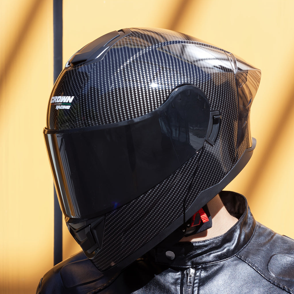 Modular Full-Face Motorcycle Helmet with a Flip-Up Feature And a Carbon Fiber Design
