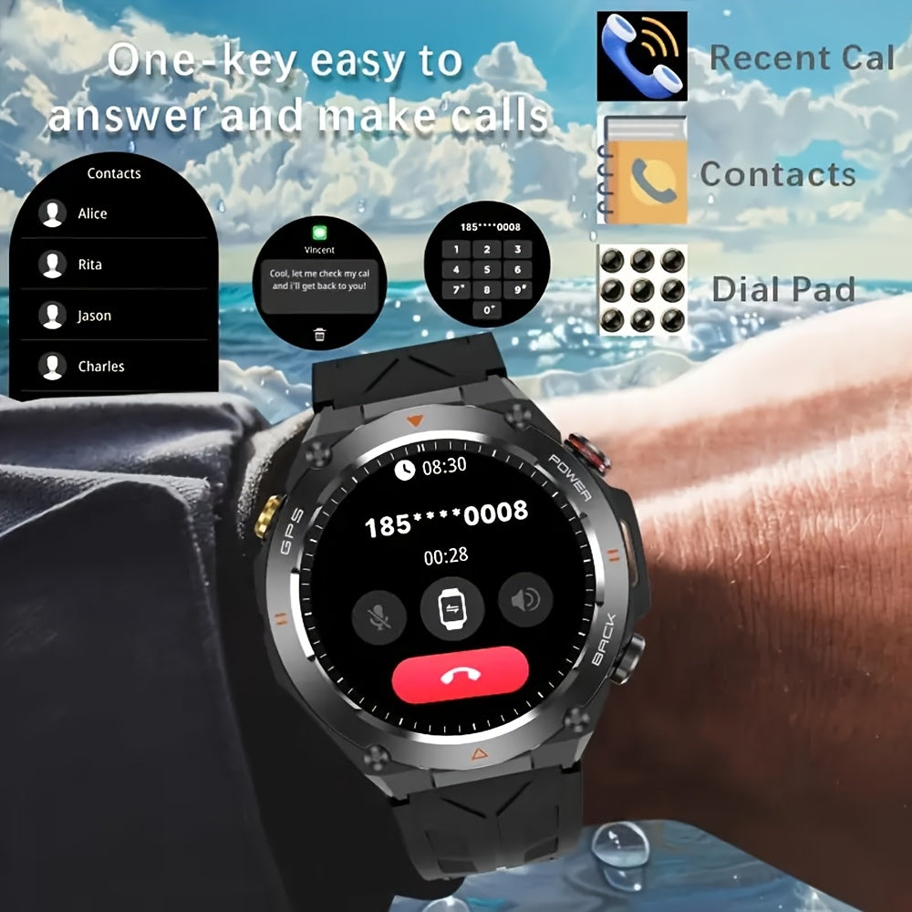 SENBONO Outdoor Sport GPS Smart Watch with 1.45'' IPS Screen, Built-In GPS, Altimeter, Barometer, Compass, Fitness Tracker, Wireless Call, Games, Long Battery Life, 100+ Sports, Waterproof, AI Voice, Compatible with Android\u002FiOS