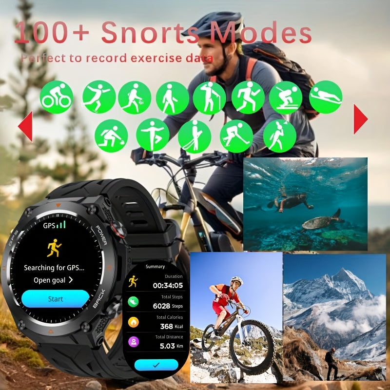 SENBONO Outdoor Sport GPS Smart Watch with 1.45'' IPS Screen, Built-In GPS, Altimeter, Barometer, Compass, Fitness Tracker, Wireless Call, Games, Long Battery Life, 100+ Sports, Waterproof, AI Voice, Compatible with Android\u002FiOS