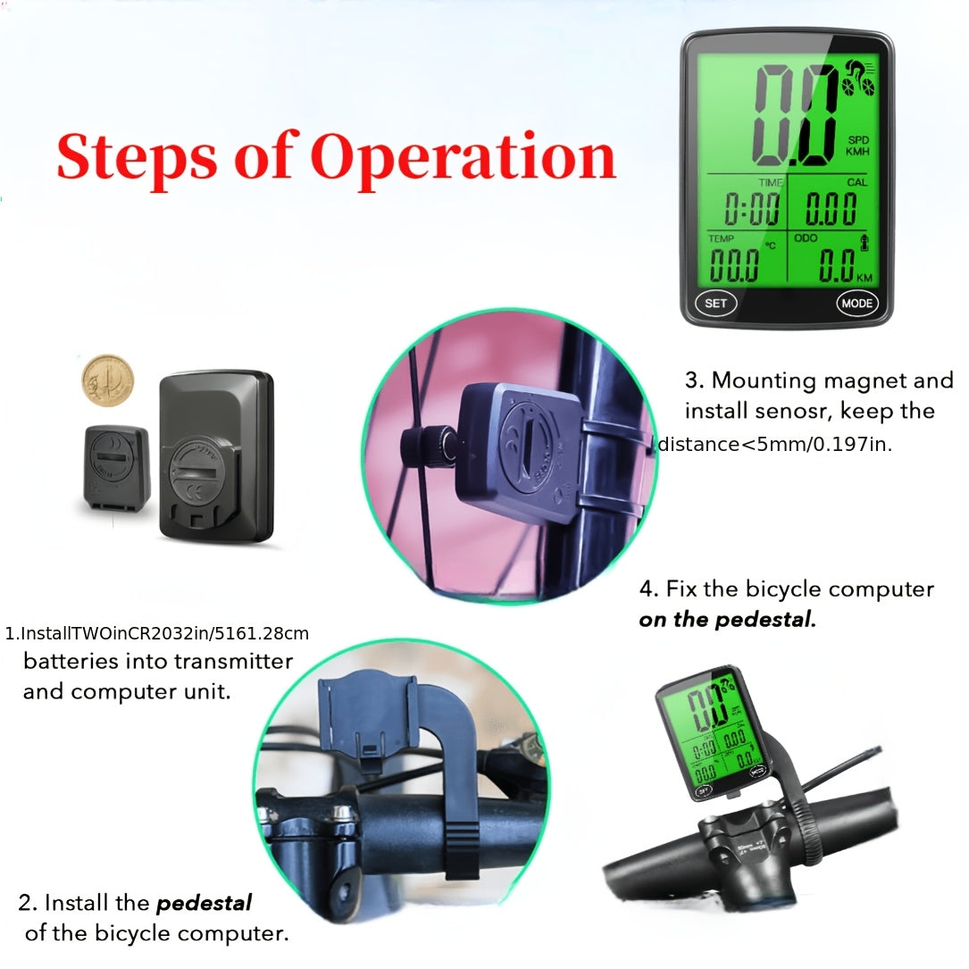 Intelligent Bicycle Computer Featuring Touch Control, 2.4-Inch LCD Display Speedometer for Bicycles, Versatile Cycle Computer Suitable for Road And Mountain Bikes, Odometer with Automatic Backlight, Ideal for Outdoor Cycling