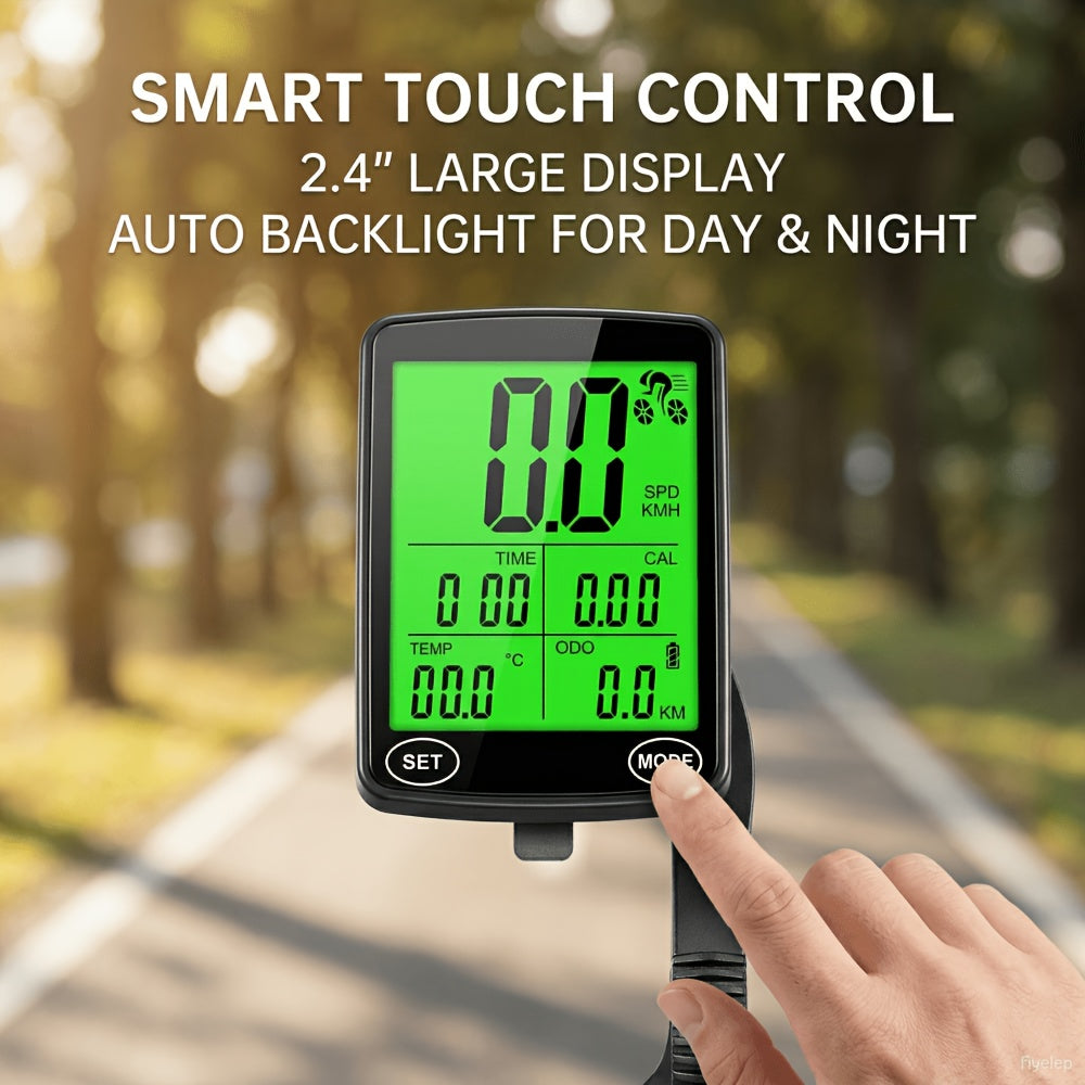 Intelligent Bicycle Computer Featuring Touch Control, 2.4-Inch LCD Display Speedometer for Bicycles, Versatile Cycle Computer Suitable for Road And Mountain Bikes, Odometer with Automatic Backlight, Ideal for Outdoor Cycling